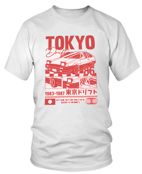 Tokyo drift white shirt red font